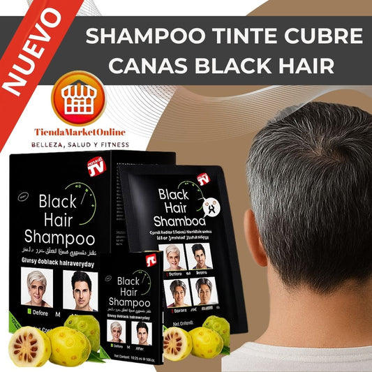 SHAMPOO TINTE CUBRE CANAS BLACK HAIR (NEGRO)